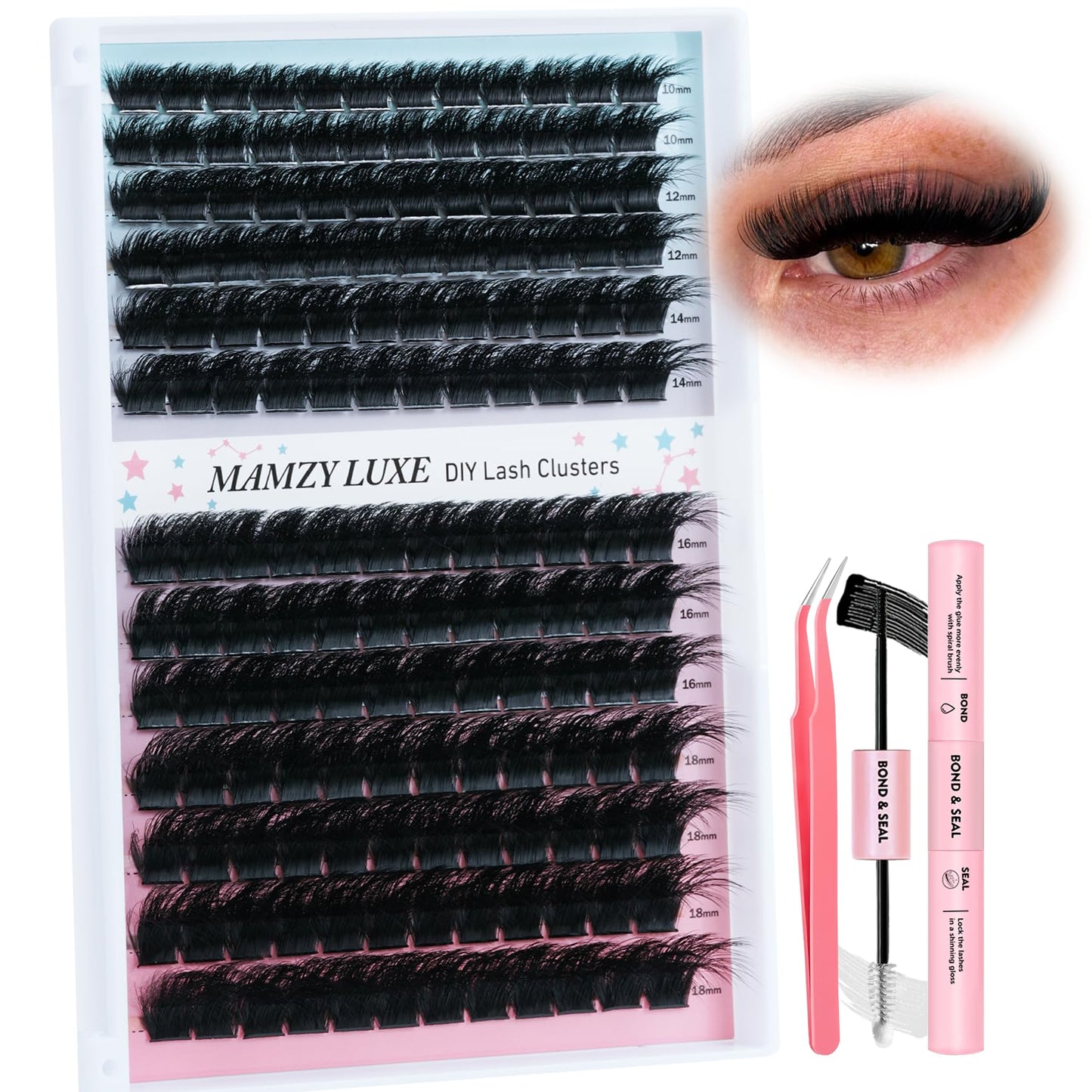 Lash Clusters 708PCS Cluster Eyelash Extensions 10-16MM Wispy Lashes Clusters 30+40+50+60+80+100D Eyelash Clusters Mix Daily Look Fake Eyelashes Extension