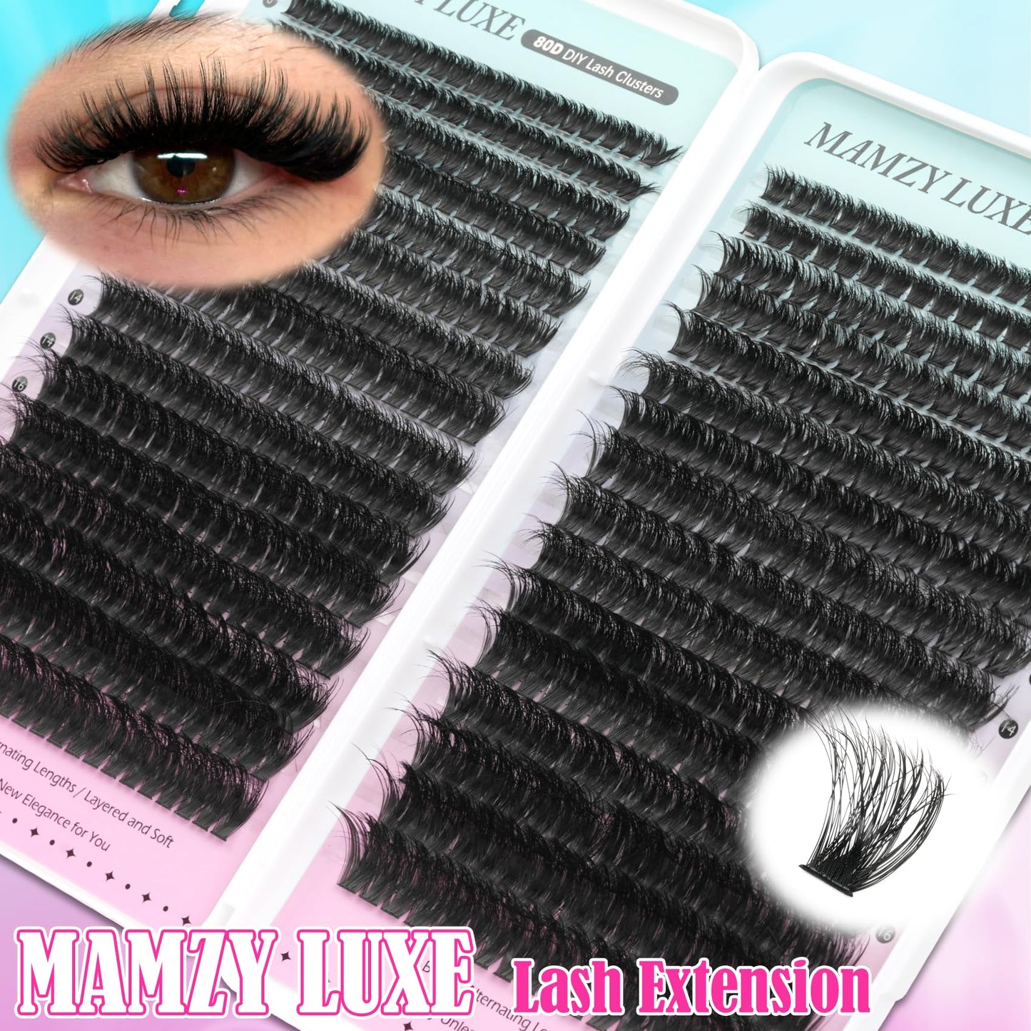 Lash Clusters 708PCS Cluster Eyelash Extensions 10-16MM Wispy Lashes Clusters 30+40+50+60+80+100D Eyelash Clusters Mix Daily Look Fake Eyelashes Extension