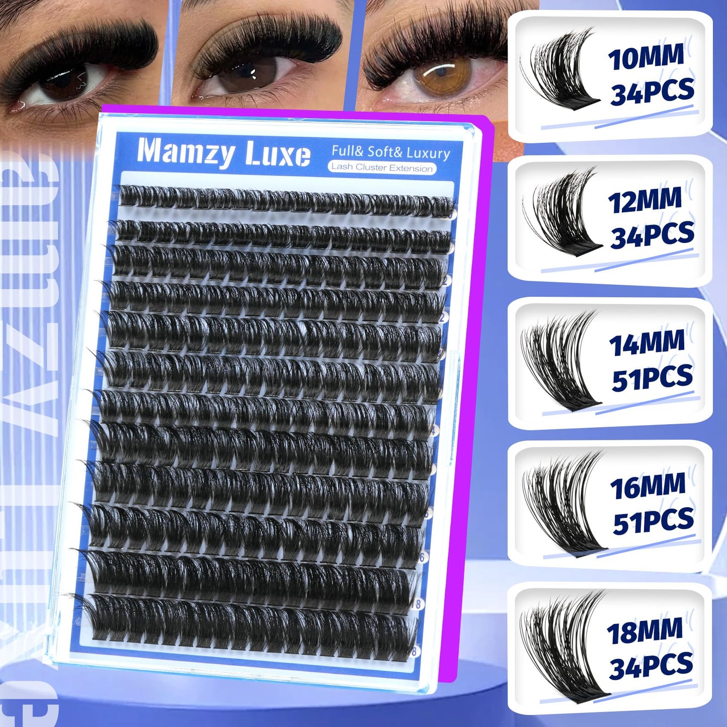 Lash Clusters 708PCS Cluster Eyelash Extensions 10-16MM Wispy Lashes Clusters 30+40+50+60+80+100D Eyelash Clusters Mix Daily Look Fake Eyelashes Extension