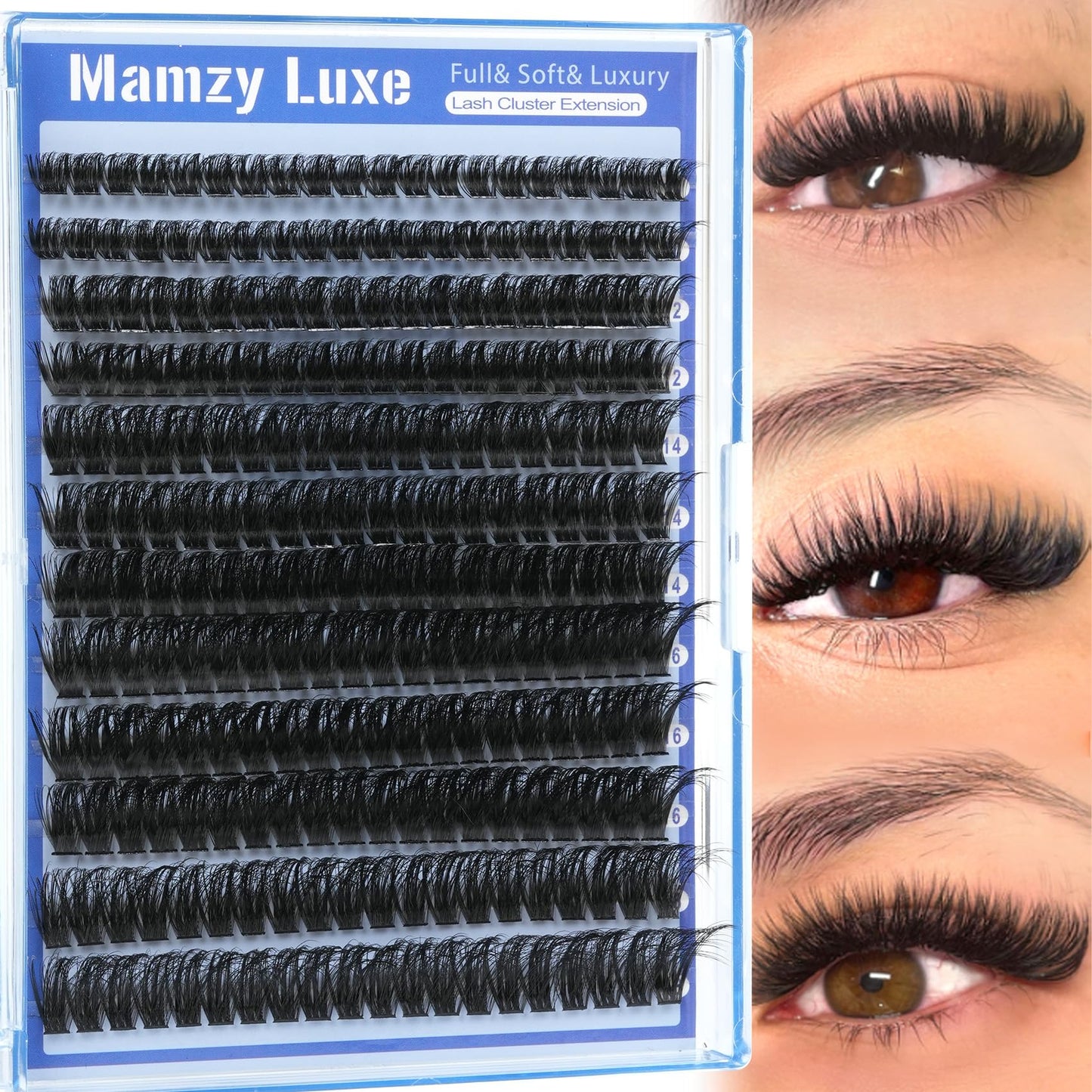 Lash Clusters 708PCS Cluster Eyelash Extensions 10-16MM Wispy Lashes Clusters 30+40+50+60+80+100D Eyelash Clusters Mix Daily Look Fake Eyelashes Extension