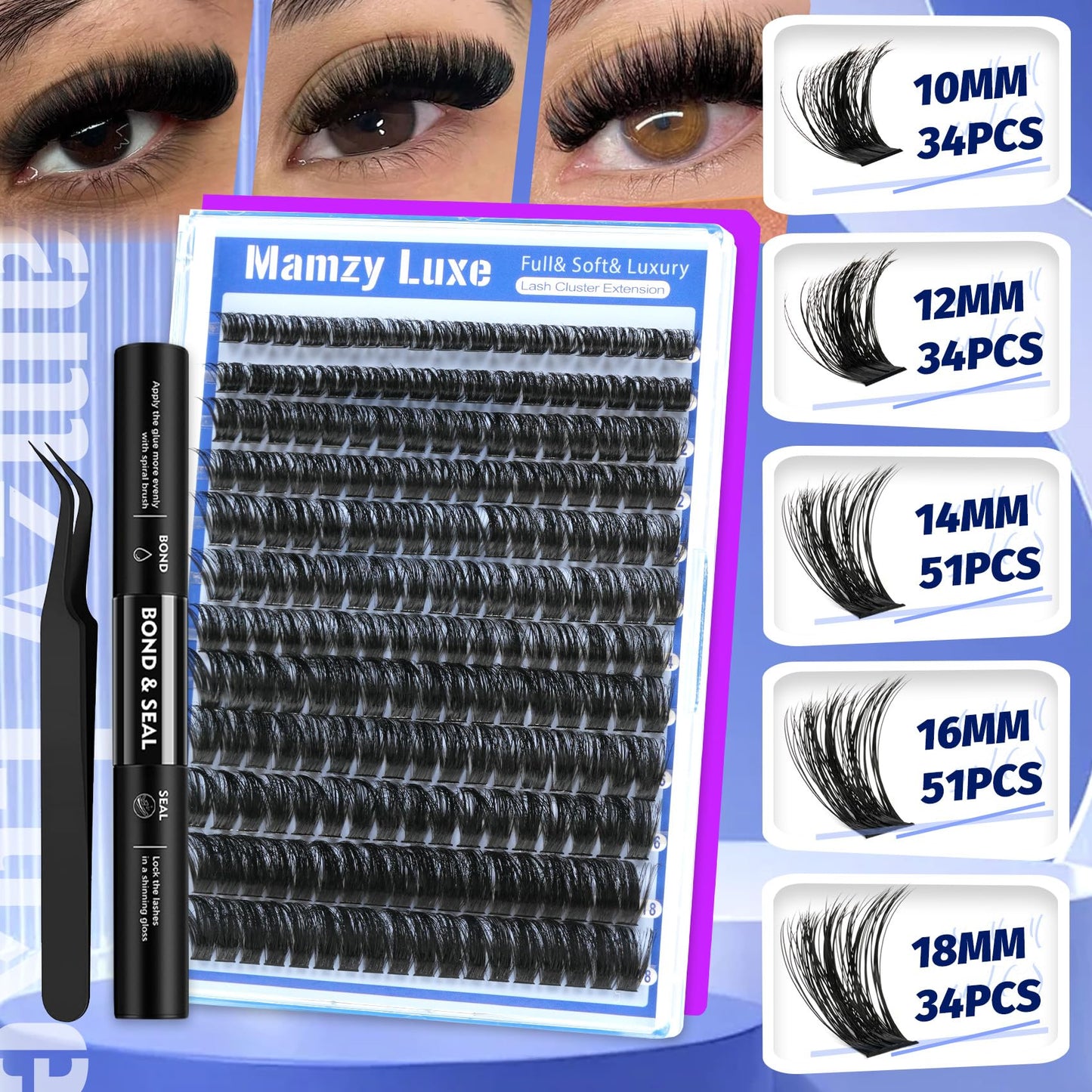 Lash Clusters 708PCS Cluster Eyelash Extensions 10-16MM Wispy Lashes Clusters 30+40+50+60+80+100D Eyelash Clusters Mix Daily Look Fake Eyelashes Extension