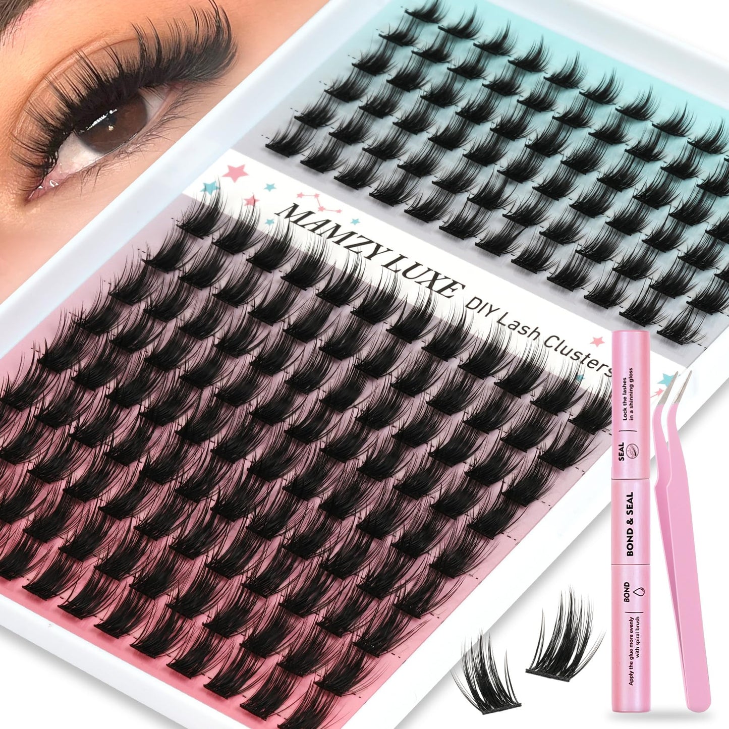 Lash Clusters 708PCS Cluster Eyelash Extensions 10-16MM Wispy Lashes Clusters 30+40+50+60+80+100D Eyelash Clusters Mix Daily Look Fake Eyelashes Extension