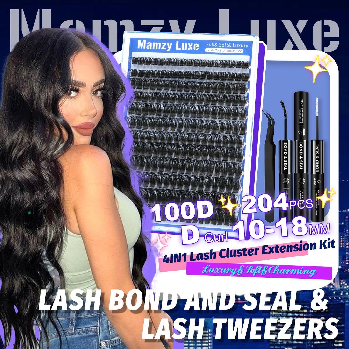Lash Clusters 708PCS Cluster Eyelash Extensions 10-16MM Wispy Lashes Clusters 30+40+50+60+80+100D Eyelash Clusters Mix Daily Look Fake Eyelashes Extension