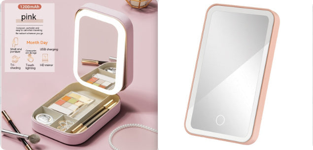 LED Light Mirror Cosmetics Storage Box