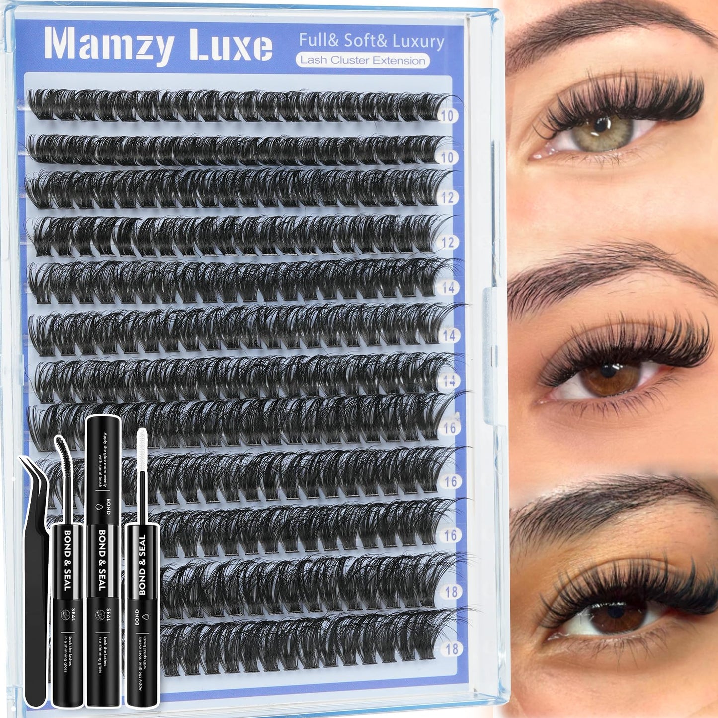 Lash Clusters 708PCS Cluster Eyelash Extensions 10-16MM Wispy Lashes Clusters 30+40+50+60+80+100D Eyelash Clusters Mix Daily Look Fake Eyelashes Extension