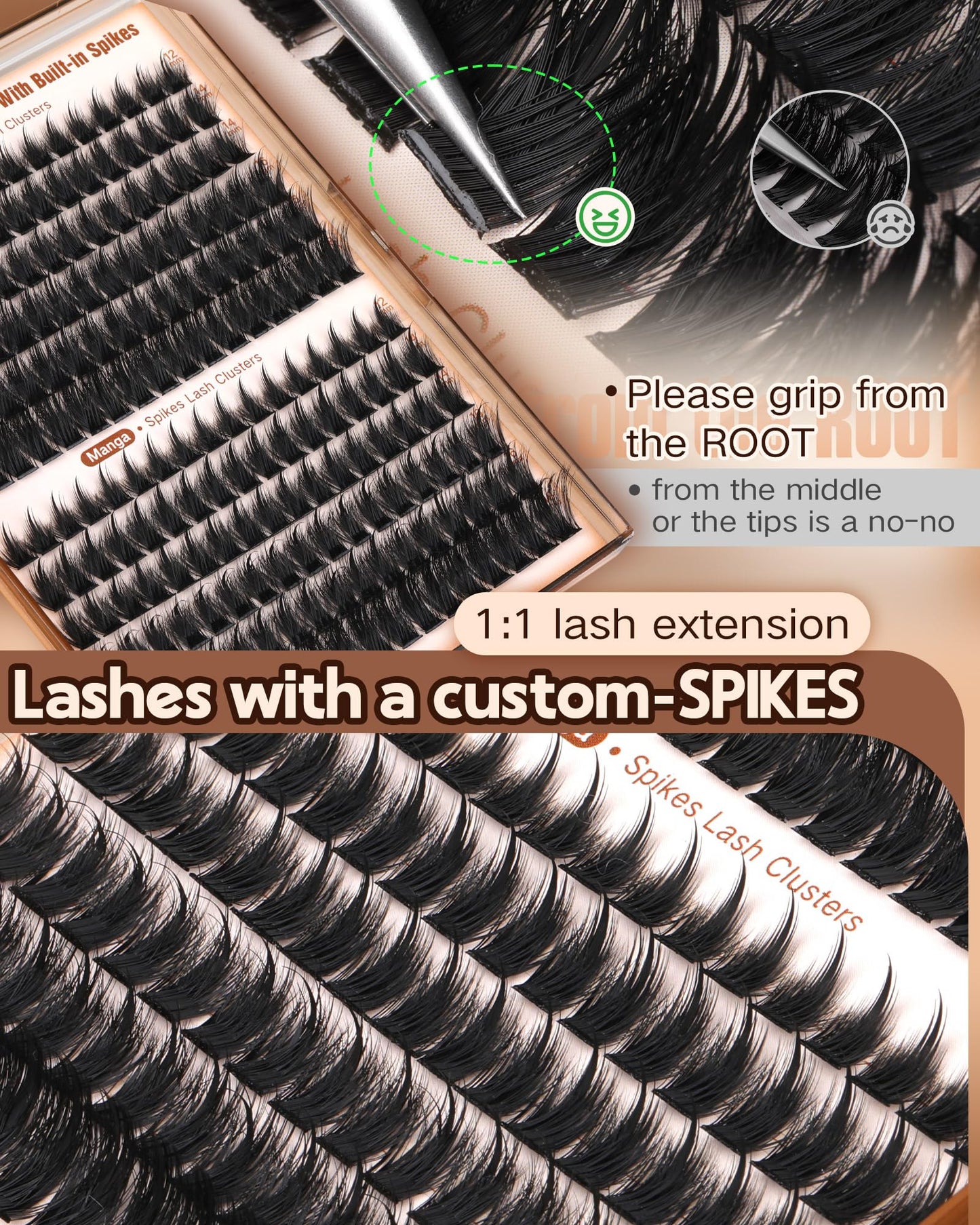 Manga Pre-Mapped Volume Wispy Spike Lash Clusters