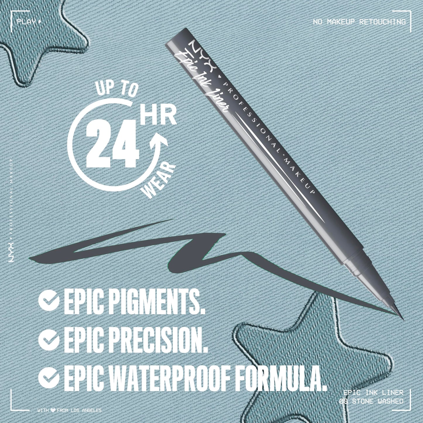 NYX PROFESSIONAL MAKEUP Epic Ink Eyeliner with Up To 24HR Wear, Black