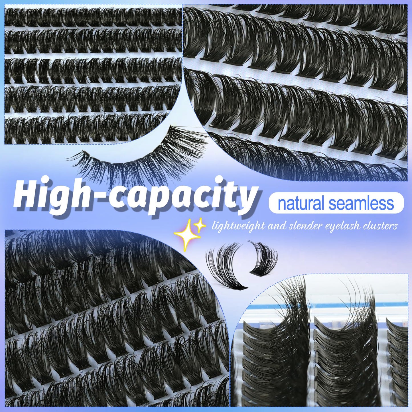 Lash Clusters 708PCS Cluster Eyelash Extensions 10-16MM Wispy Lashes Clusters 30+40+50+60+80+100D Eyelash Clusters Mix Daily Look Fake Eyelashes Extension