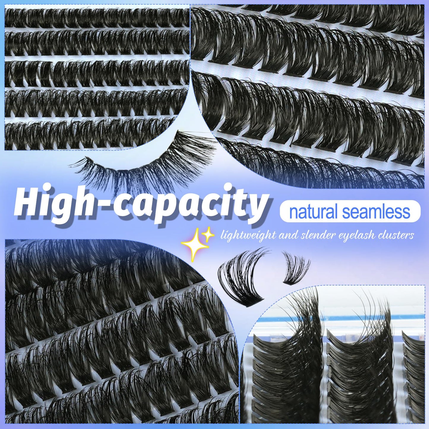 Lash Clusters 708PCS Cluster Eyelash Extensions 10-16MM Wispy Lashes Clusters 30+40+50+60+80+100D Eyelash Clusters Mix Daily Look Fake Eyelashes Extension