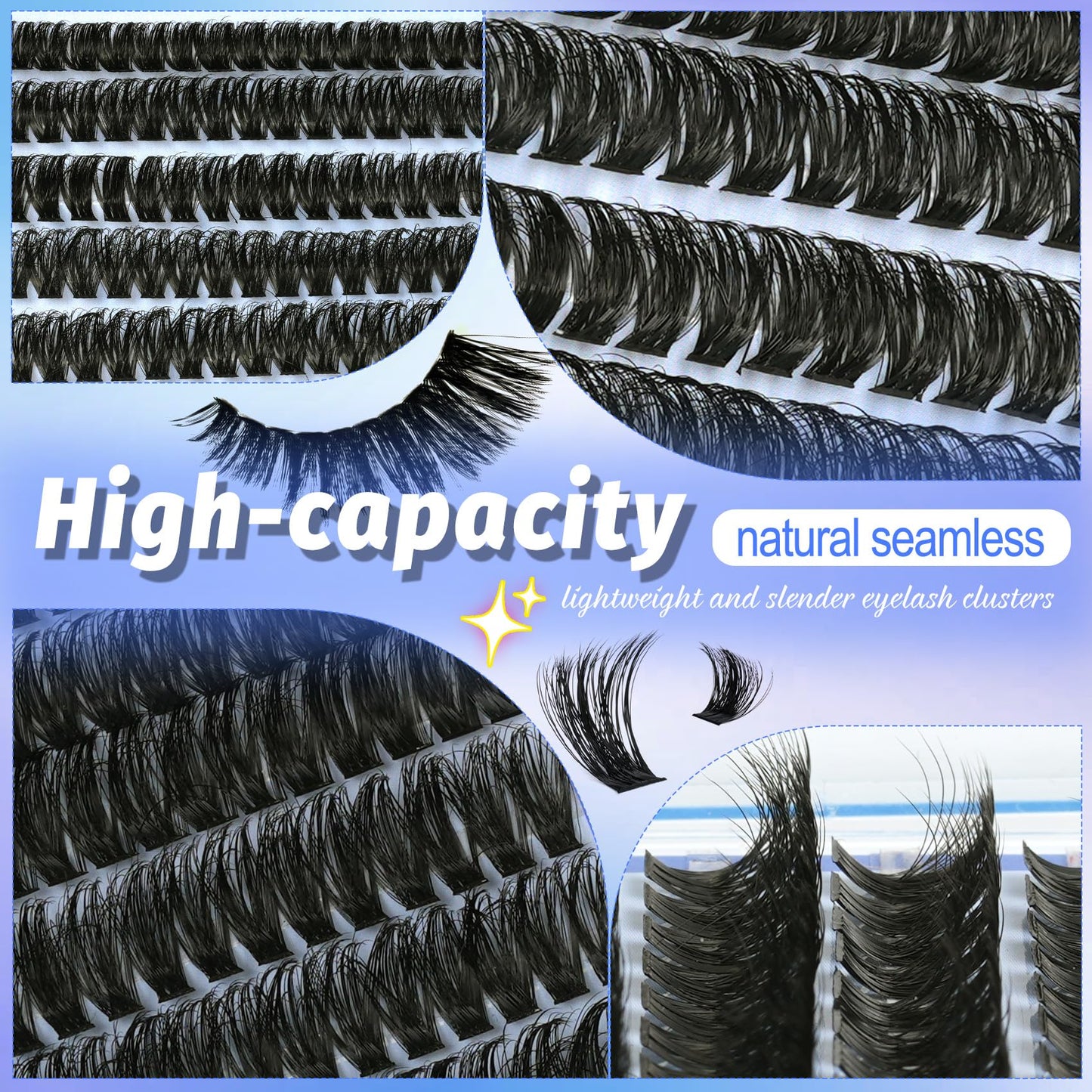 Lash Clusters 708PCS Cluster Eyelash Extensions 10-16MM Wispy Lashes Clusters 30+40+50+60+80+100D Eyelash Clusters Mix Daily Look Fake Eyelashes Extension