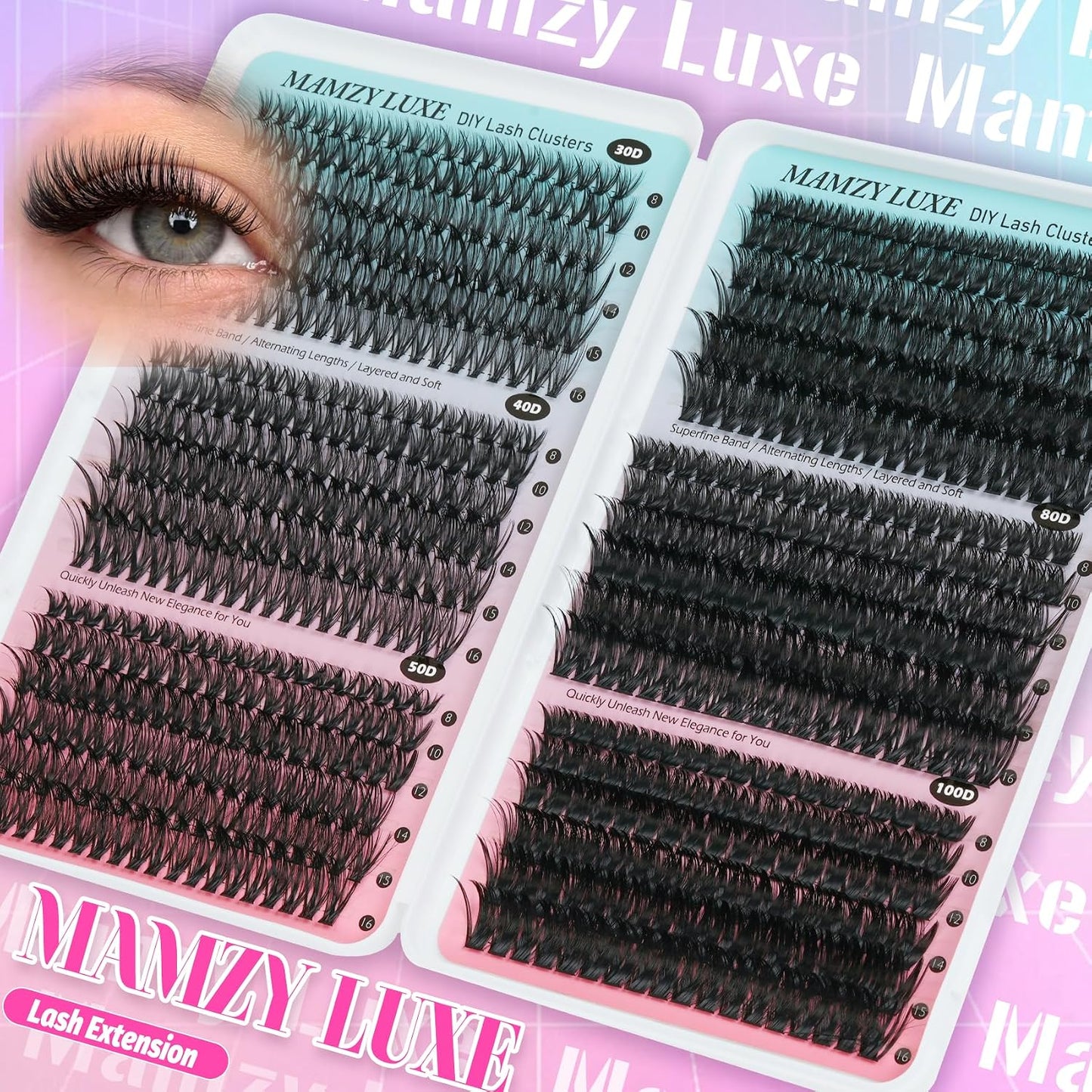 Lash Clusters 708PCS Cluster Eyelash Extensions 10-16MM Wispy Lashes Clusters 30+40+50+60+80+100D Eyelash Clusters Mix Daily Look Fake Eyelashes Extension