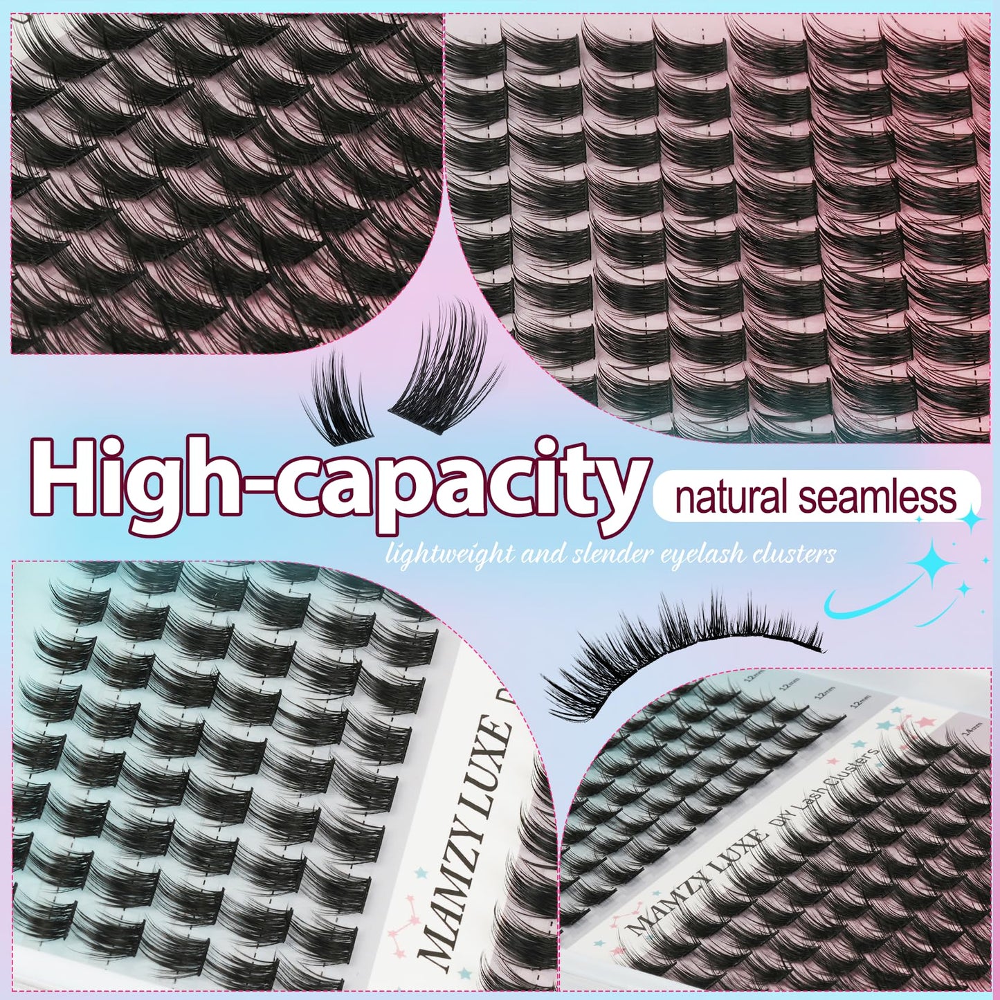 Lash Clusters 708PCS Cluster Eyelash Extensions 10-16MM Wispy Lashes Clusters 30+40+50+60+80+100D Eyelash Clusters Mix Daily Look Fake Eyelashes Extension