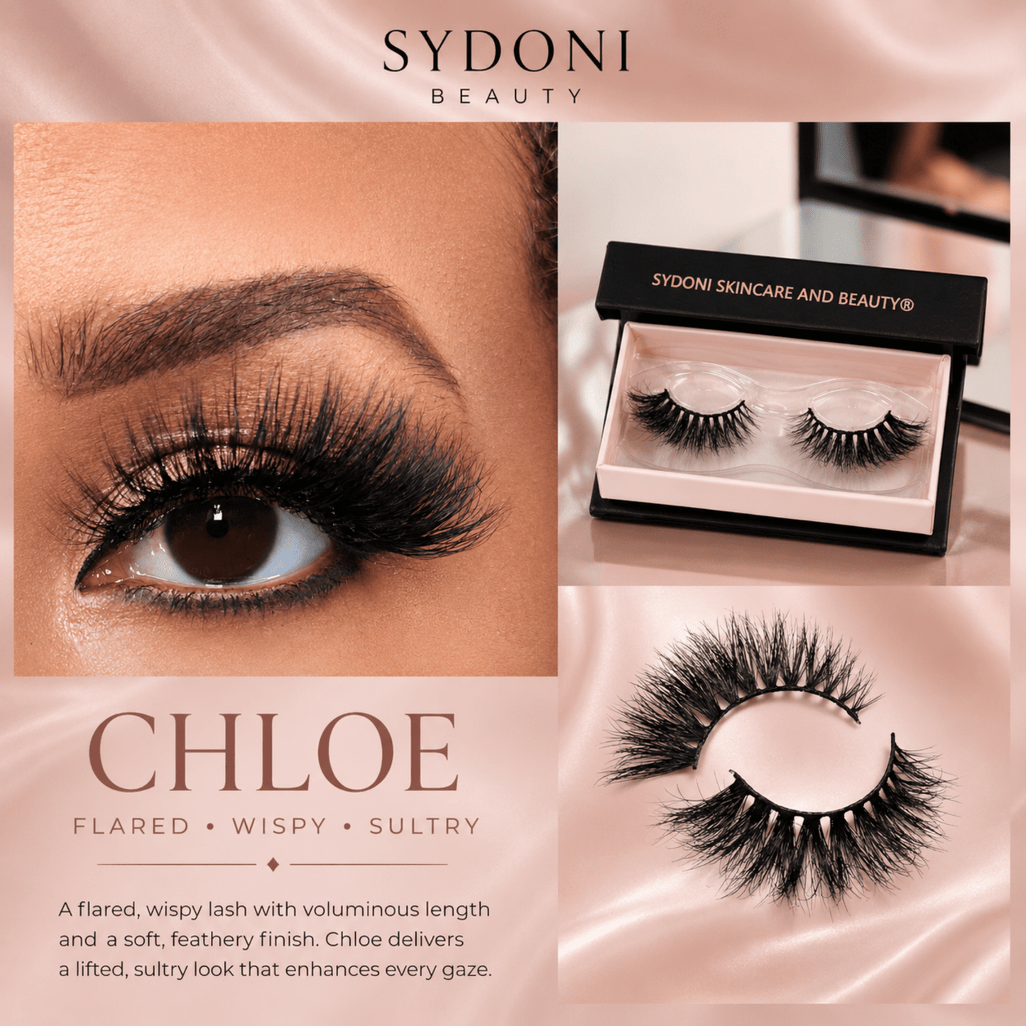 "CHLOE" LUXURY MINK LASHES –Flared, Wispy, Sultry