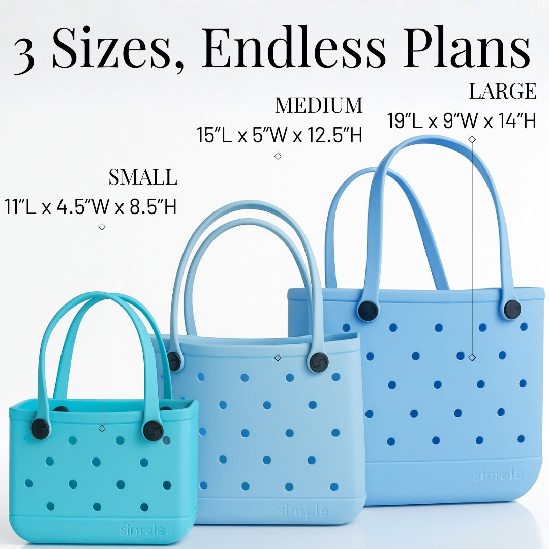 Rubber Tote Bag Set of 3 (L/M/S) – Stylish Blue Tones EVA Bags, Great Value