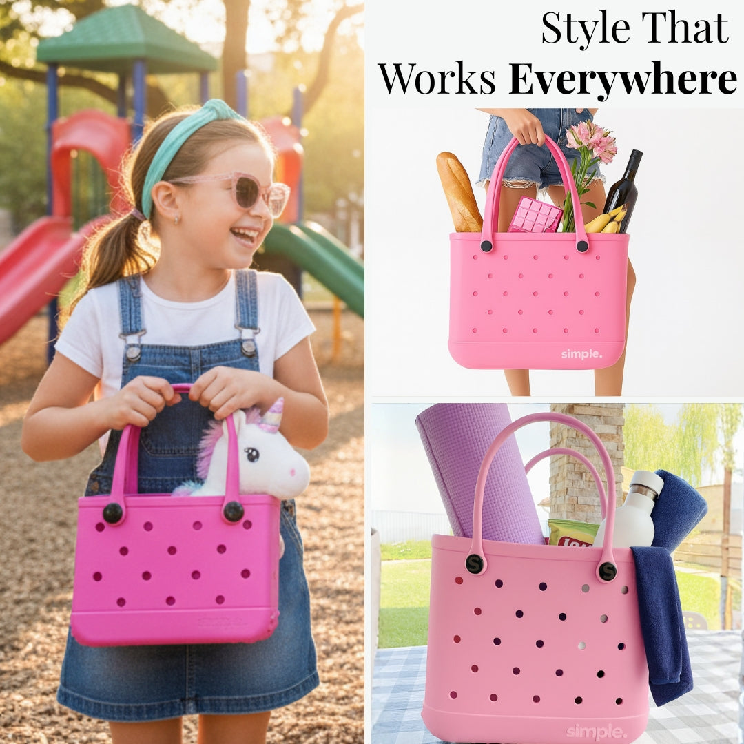 Set of 3 Stylish Pink Shades EVA Tote Bags