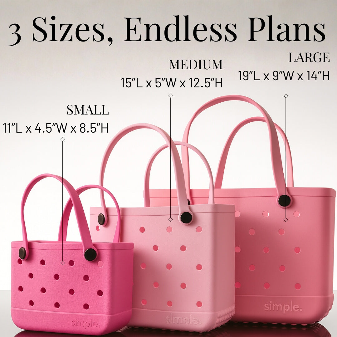 Set of 3 Stylish Pink Shades EVA Tote Bags