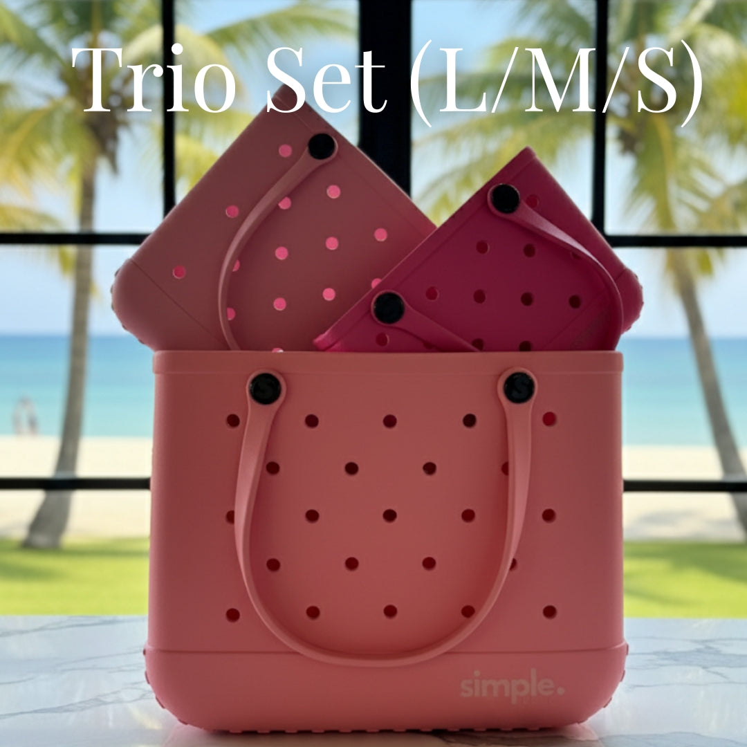 Set of 3 Stylish Pink Shades EVA Tote Bags