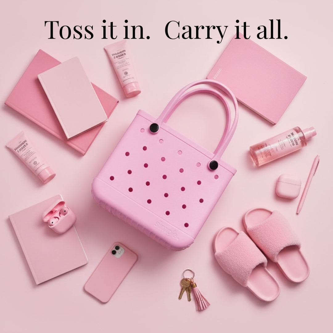 Set of 3 Stylish Pink Shades EVA Tote Bags