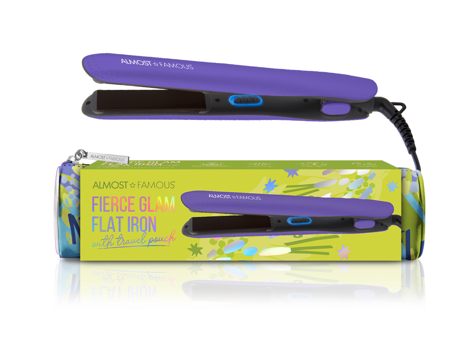 "Fierce Glam" Flat Iron with Travel Pouch Purple