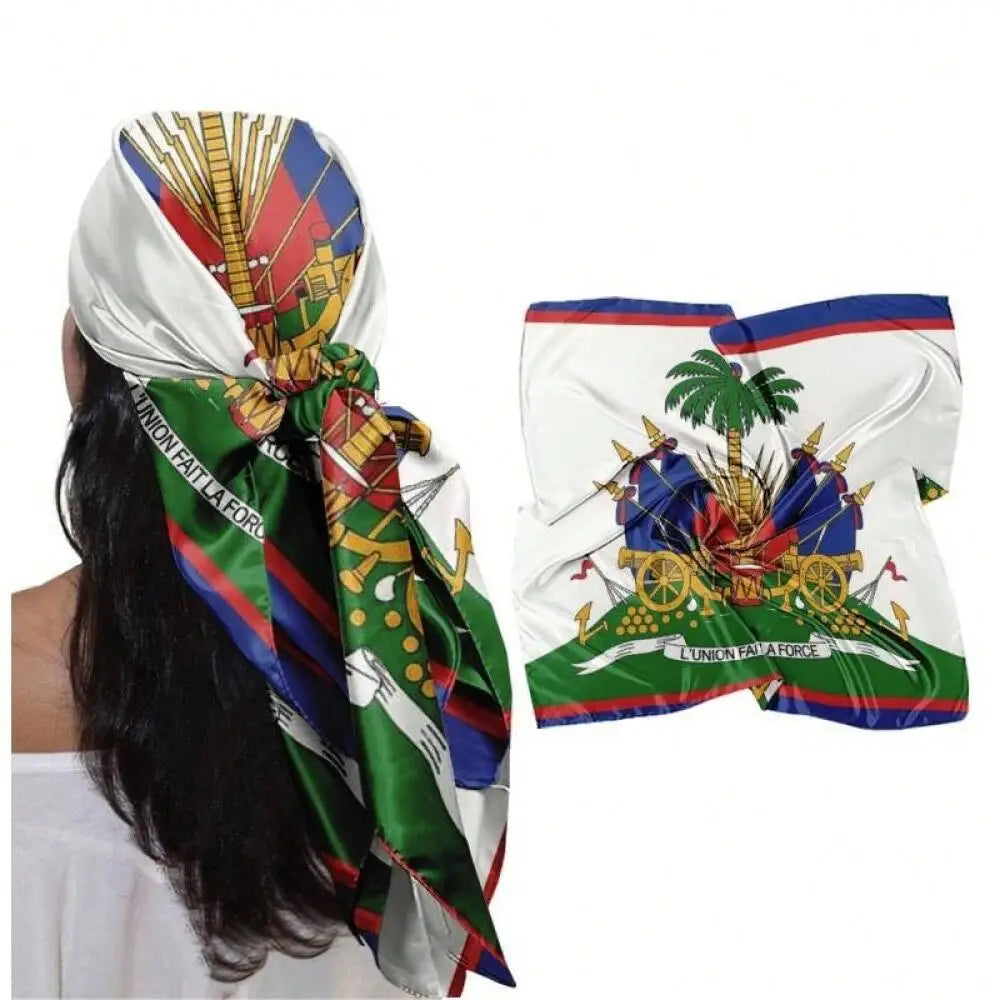 Haitian Flag Patterned Headscarf