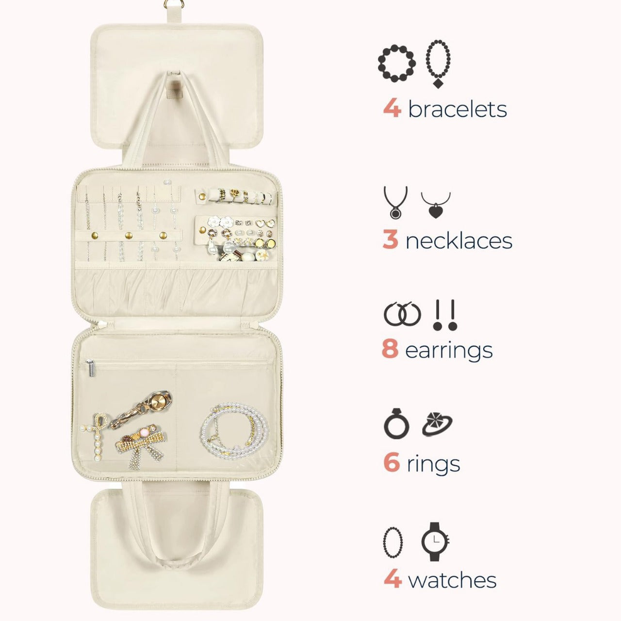 Travel Toilet Bag with Jewelry Storage Compartment