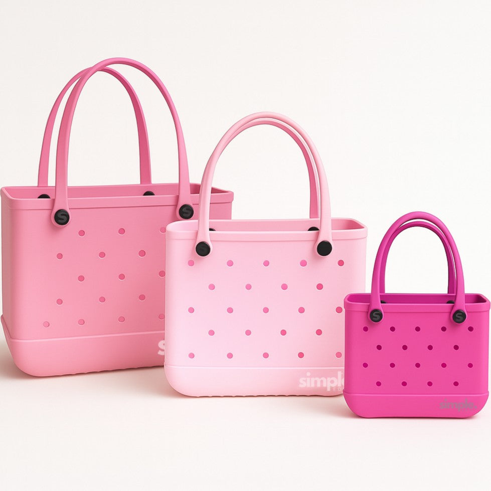 Set of 3 Stylish Pink Shades EVA Tote Bags