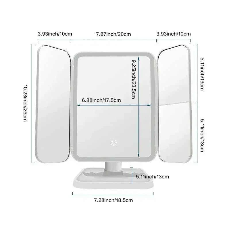 Professional Trifold LED Makeup Mirror