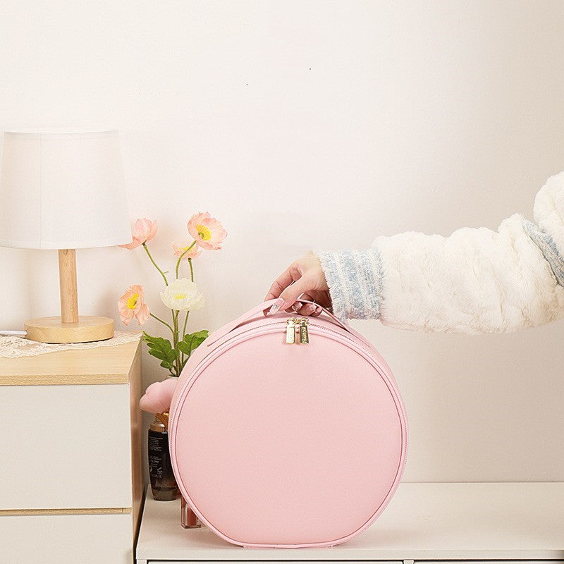 Round LED Travel Makeup Bag With Mirror