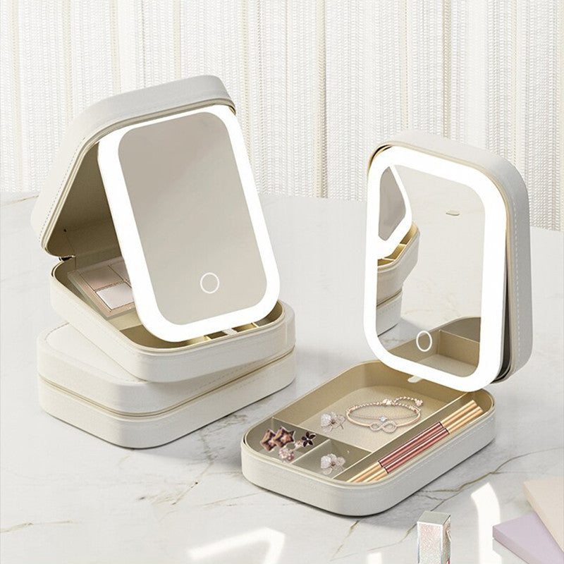 LED Light Mirror Cosmetics Storage Box