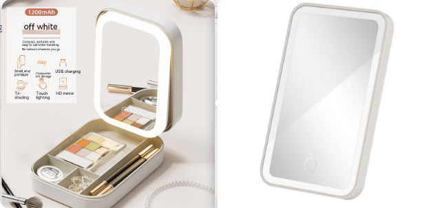 LED Light Mirror Cosmetics Storage Box