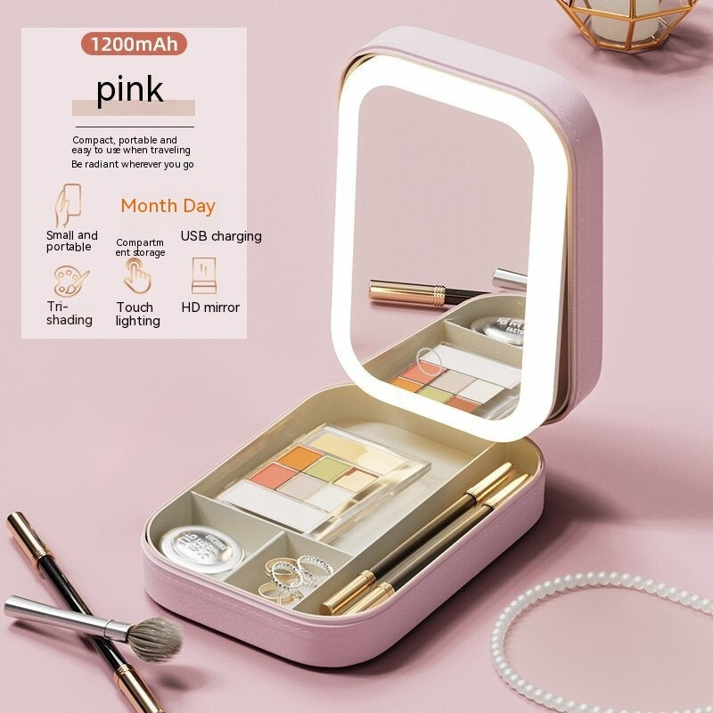 LED Light Mirror Cosmetics Storage Box