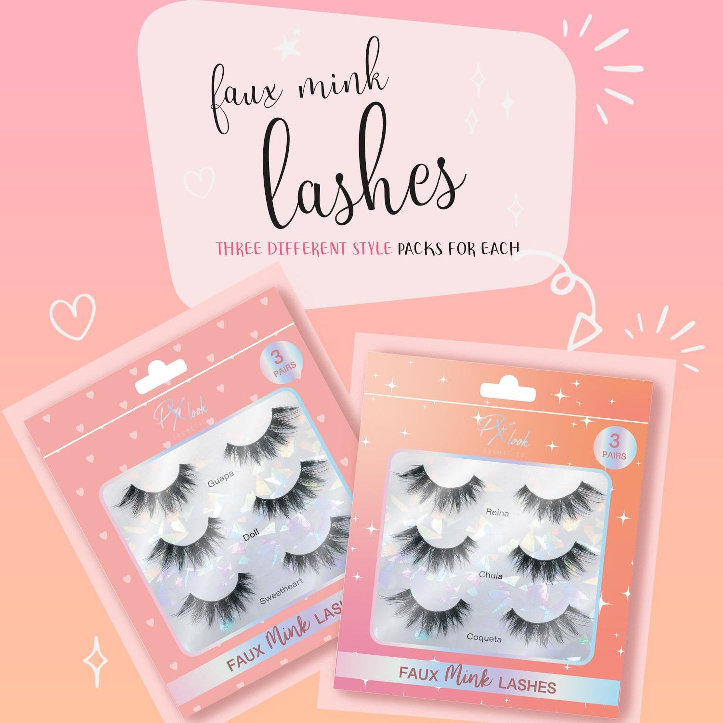 3 Pair Faux Mink Lashes Set