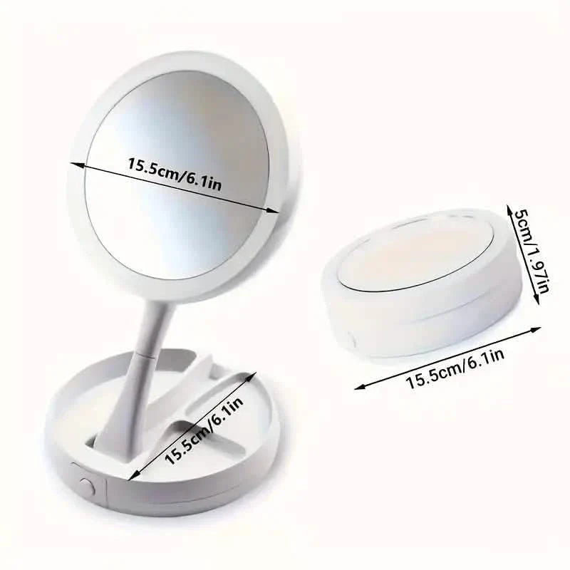 Foldable LED Vanity Mirror With Storage Box
