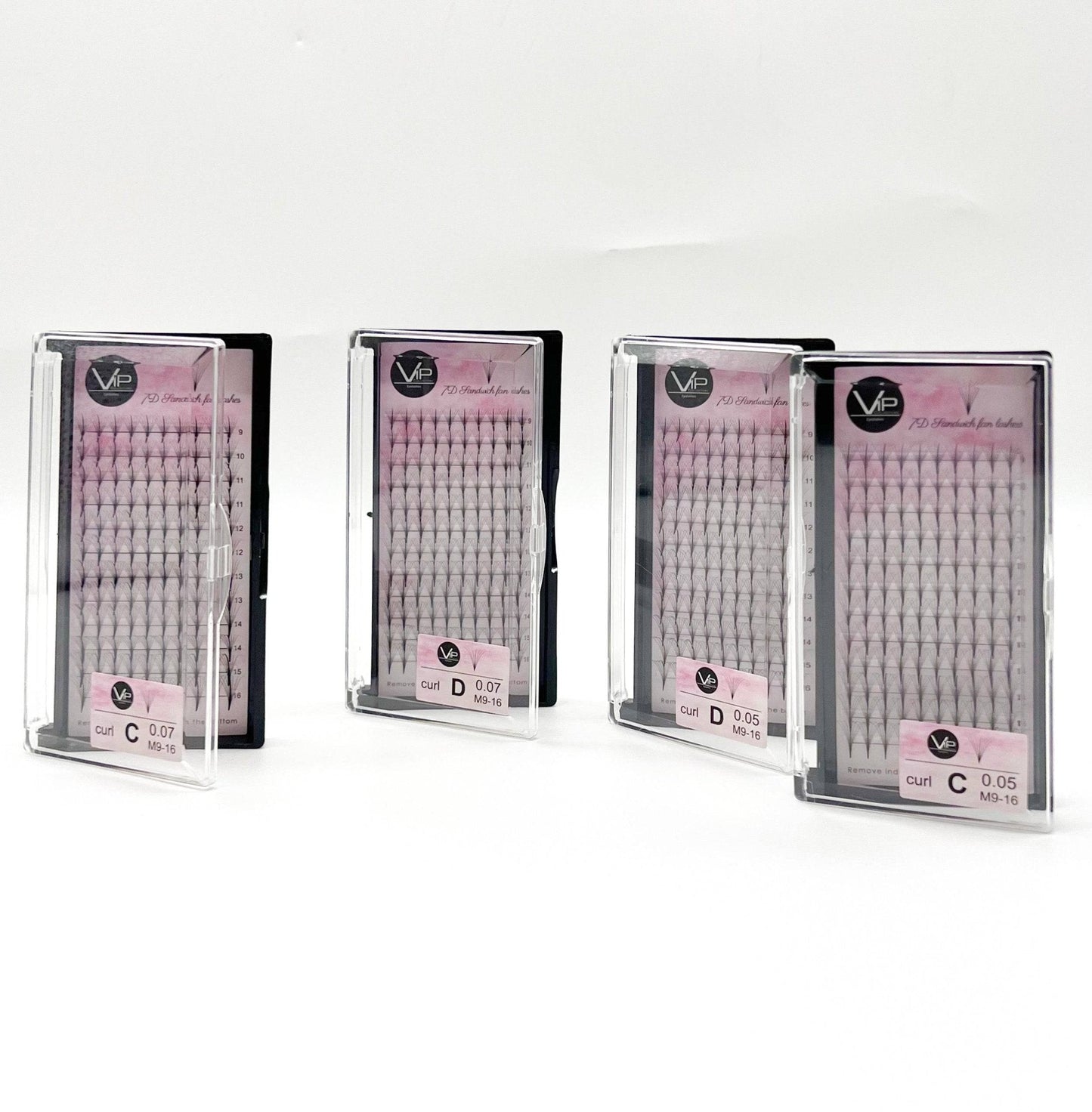 VIP 7D Sandwich Fan Lashes 0.05mm 12 Lines, C Mix - D Mix