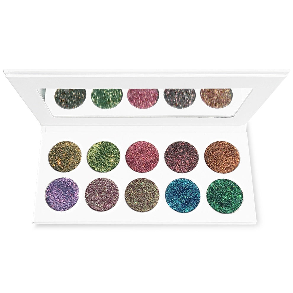 10 Colors Glitter Metallic High Pigment Eyeshadow Palette