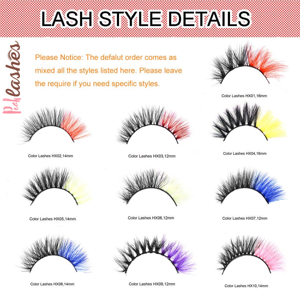 10 Unique Mixed Styles Colored Strip Lashes